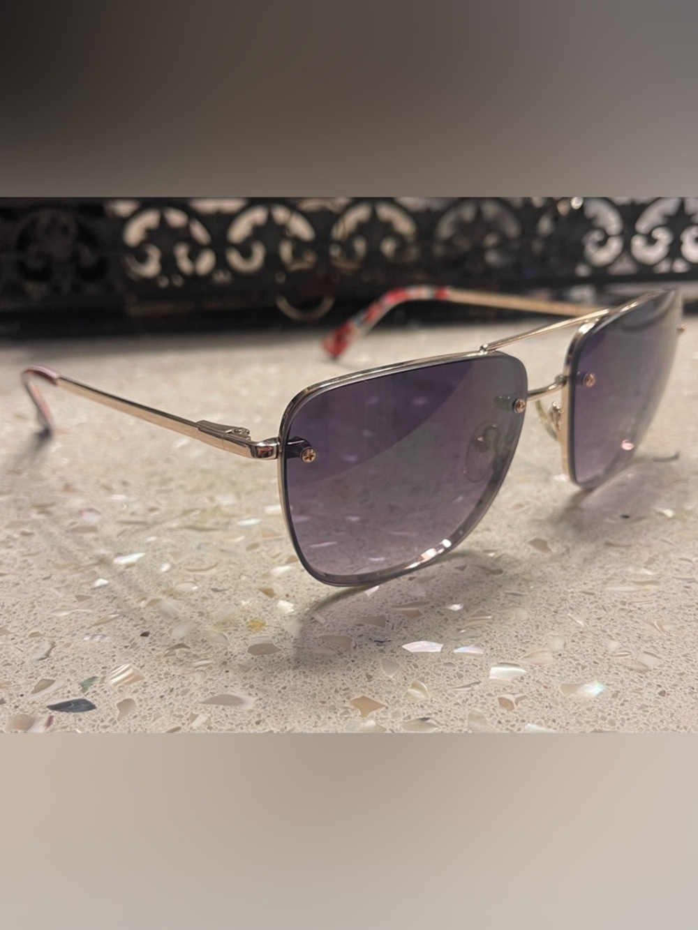 Robert Graham Silver Frame Sunglasses with Dark Gradient Lenses